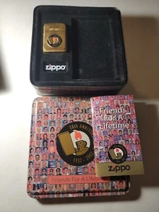 NIB 70th Anniversary Friends For A Lifetime Brass Zippo Lighter NEW Complete  - Picture 1 of 11