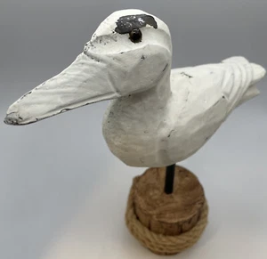 Pájaro de orilla en muelle con cuerda playa/decoración náutica madera tallada - Imagen 1 de 9