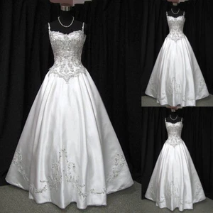 Vintage Wedding Dresses A Line Strapless Bead Embroidery Straps Bridal Gowns - Picture 1 of 10