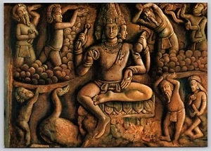 Postcard Stone Relief of Lord Brahma Hindu God and Goddess Art 2001 - Picture 1 of 2