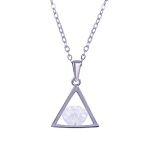 Collana In Argento Sterling Con Pendente A Triangolo Aperto In Pietra CZ - Foto 1 di 3