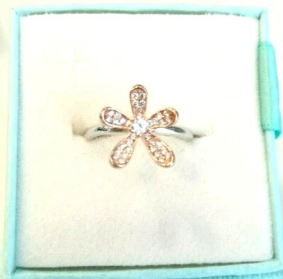 ANELLO DONNA ARGENTO 925% RODIATO REGOLABILE FIORE ROSE' TROVA GIOIELLI NUOVO - Immagine 1 di 4