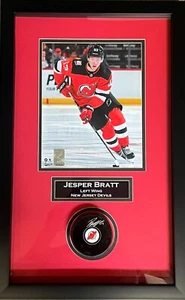 Jesper Bratt autographed signed framed puck NHL New Jersey Devils JSA COA - Picture 1 of 1