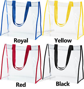 Clear Tote With Contrasting Binding Bag Shopping Travel Beach Locker Crafts NEW!