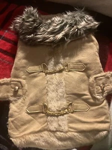 Dog Designer Faux Suede 14 Medium Gold Beige Brown - Picture 1 of 7