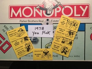 Monopoly   You Pick   COMMUNITY CHEST CARDS   1978   Parker Brothers - Picture 1 of 11