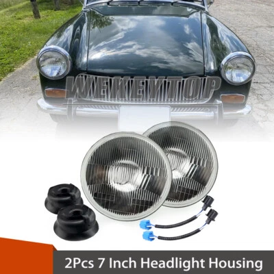2pcs 7 inch Round LED Headlight Hi/Low Housing for MG Midget 1969 1970 1971-1979 - Image 1 of 4
