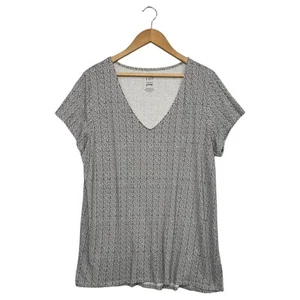 Top donna J Jill grande nero bianco scollo a V stampa T perfetto cotone Pima tutti i giorni - Foto 1 di 10