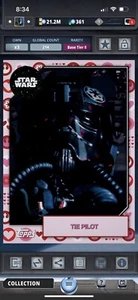 Topps Star Wars Digital Card Trader Tier 8 - Valentines 2 Tie Pilot 2019 Base - Picture 1 of 1