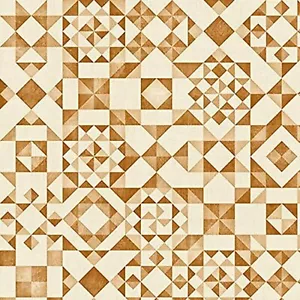 Tela de crema 100 % algodón con bloques geométricos sin costuras por yarda - Imagen 1 de 1