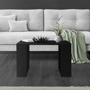 Tavolo da salotto caffè design moderno in MDF e telaio metallo nero 65x65x40 cm - Foto 1 di 6