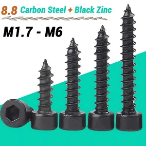 M1-M6 Socket Button Head Screws 8.8 High Tensile Black Self Tapping Allen Bolts - Picture 1 of 70