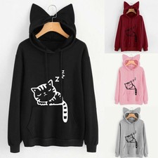 Cute Girl Cat Ear Casual Sweatshirt Women Blouse Pullover Long Sleeve Hoodie