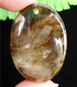 49x35x6mm Brown Cherry Quartz Oval Pendant Beads HL83097 - Picture 1 of 1