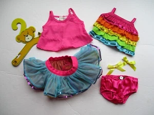 BABW Lote #10 Build A Bear Multicolor Red Falda 2 Camisetas sin mangas Bragas Arcos para colgar - Imagen 1 de 2
