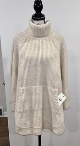 UGG Raelynn Turtleneck NWT Knit Sweater Side Slits & Pockets Sz M Ivory Cream - Picture 1 of 11