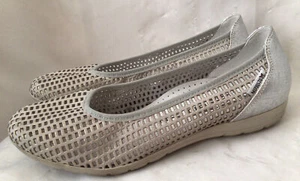 Mephisto Evelyne Flats Perforated Gray Bronze Leather Shoes Sz EUR 6 USA 8.5” - Picture 1 of 13