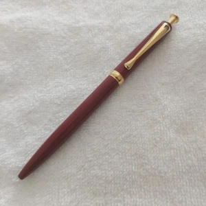 PENNA SFERA BORGHINI BORDEAUX CON PLACCATURE ORO MECCANISMO A SCATTO ANNI 80 - Picture 1 of 5