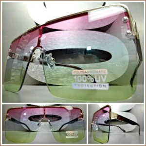 Oversized Exaggerated Vintage Retro Style SUN GLASSES Rose Gold Frame Ombre Lens - Picture 1 of 7