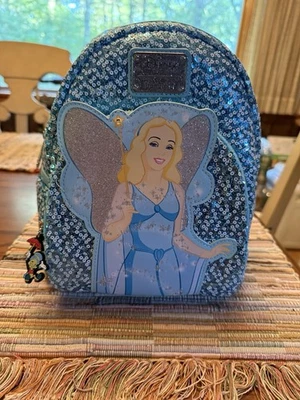 Mini Mochila Loungefly Pinocho's Azul Hada Lentejuelas *Pared Iluminada SELLADA NUEVA CON ETIQUETAS Foto 1 de 3