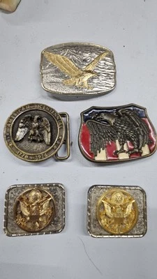 5 Lot Eagle Brass Gold Medal Belt BUCKLE  1970's + 1980's American Bicentennial  - Image 1 of 4