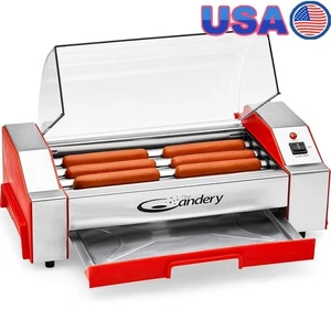 Electric Hot Dog Grill Non-Stick Rollers Dual Temperature Control Easy Cleanup - Picture 1 of 10