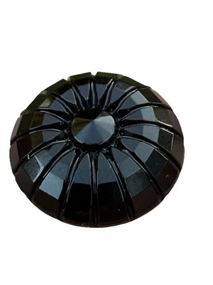 Vintage Pressed Black Glass Sunburst Dome Button – Shank – Mid-Century La Mode - Image 1 of 4