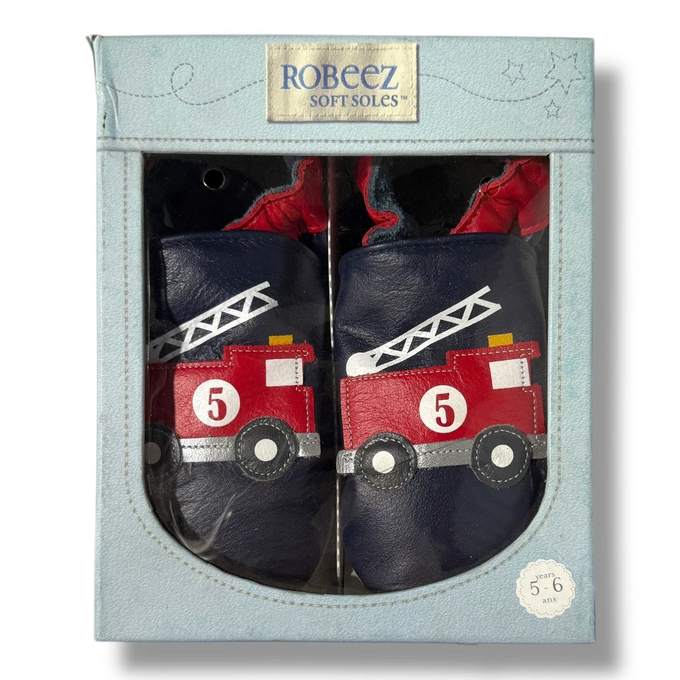 Robeez Bebé Niño Camión de Bomberos Bomberos Suela Suave Zapatos Talla 5-6 Años Foto 1 de 1