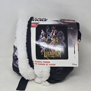 Manta de peluche Star Wars Mink Sherpa 50 x 60 pulgadas nueva Lucasfilm - Imagen 1 de 11