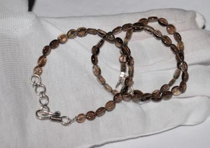 Smoky Quartz Gemstone 925 Sterling Silver Handmade 9" Bracelets 22" Necklace - Picture 1 of 12