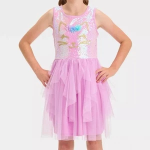 NWT Zenzi Girls' L 10 / 12 Sleeveless Cat Tulle Tutu Sequin Dress Pink Purple - Picture 1 of 6