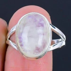 Rainbow Rainbow Moonstone Gemstone Solid Sterling Silver Cluster Ring Jewelry - Picture 1 of 7