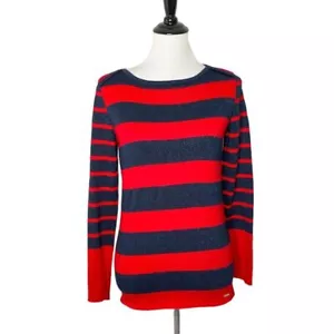 Tommy Hilfiger Damen Pullover rot blau gestreift Glitzer Strickpullover Größe S - Bild 1 von 11