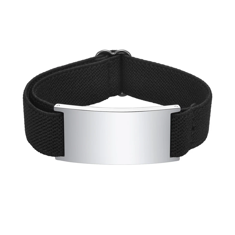 Personalized Medical Alert Bracelet for Men Customized Elastic Strap Bracelets - Image 1 of 4