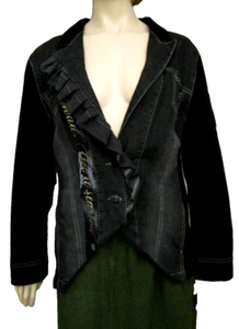 Koko Romanov Military Embroidered Denim Velvet Jacket Coat Women’s Sz XL L NWT - Picture 1 of 13