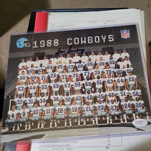 Tom Landry Dallas Cowboys Autographed 1988 Team Photo 8x10 Jsa Certified - Picture 1 of 2