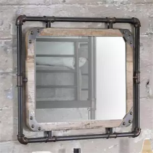 Furniture of America Gee Industrial Metal Wall Mirror in Antique Black - Picture 1 of 8