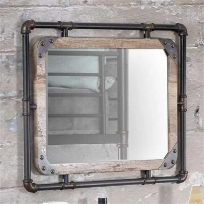 Furniture of America Gee Industrial Metal Wall Mirror in Antique Black - Image 1 of 4