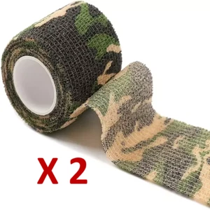 (2 ROLLS) SELF-ADHESIVE CAMO TAPE Gun WRAP Non-woven cloth Camouflage Hunting - Picture 1 of 5