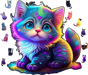 Wooden Puzzle for Adults, Wooden Jigsaw Puzzles for Adults, Animal Cat Puzzle - Picture 1 of 7