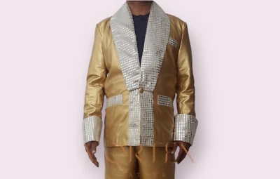 Elvis Presley Gold LameSKIN COAT Rock N Roll King Tribute Artist - Imagem 1 de 4