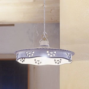 Sospensione classica in ceramica decorata a mano bianco e blu 1 luce FL-41 - Picture 1 of 1