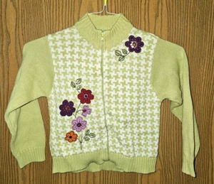 Gymboree Girls Sweater Jacket zip up XL(6 yrs) 2001 Mad About Plaid Celery Green - Picture 1 of 10