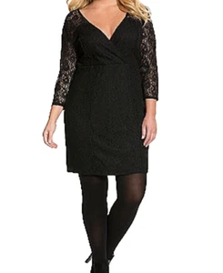 NWT Lane Bryant Dress 28 4x Surplice Lace Illusion Sheer Back Cocktail - Picture 1 of 8