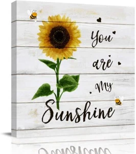 Canvas Oil Painting Sunflower You are My Sunshine Wall Painting Art Home Decor - Picture 1 of 5