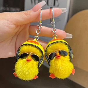 10pcs/lot Cute Real Mink Fur Chick Duck Keychain Fur Ball Bag Car Phone Pendant - Picture 1 of 20