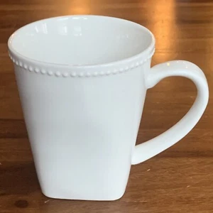 The Palm Restaurant White Coffee Mug Embossed Beaded Edge Square Bottom - Picture 1 of 11