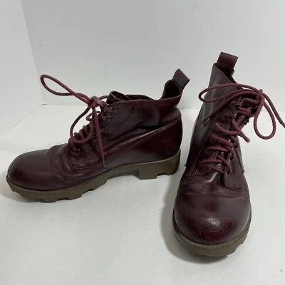 Theyskens теория Yasmin кожи шнурует вверх лодыжки боя загрузки 6 M красный панк $650 - Изображение 1 из 4