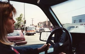 CAR GIRL Color FOUND PHOTO Snapshot VINTAGE 52 LA 86 I - Picture 1 of 1