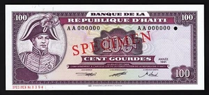 Haiti 100 Gourdes 1991, Specimen, AA 000000, UNC, P-258s - Bild 1 von 4
